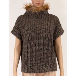 BRUNELLO CUCINELLI cashmere blend sweater with fox fur collar